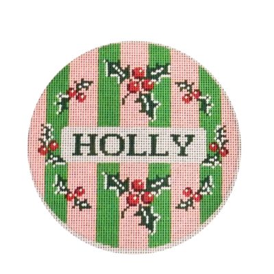 LARGE PINK AND GREEN HOLLY ORN