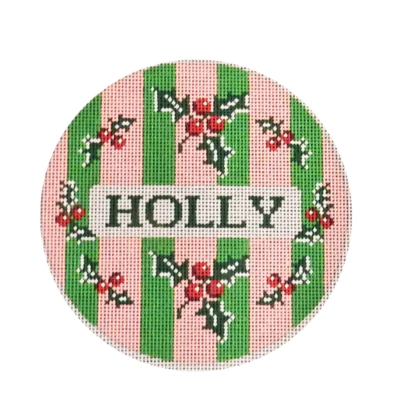 LARGE PINK AND GREEN HOLLY ORN