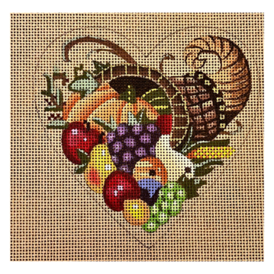 Cornucopia Heart on Tan Canvas