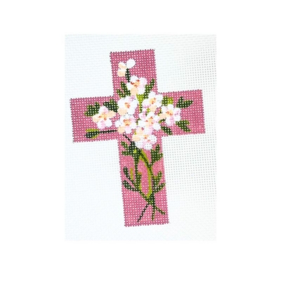 Florals on Mauve Background Cross