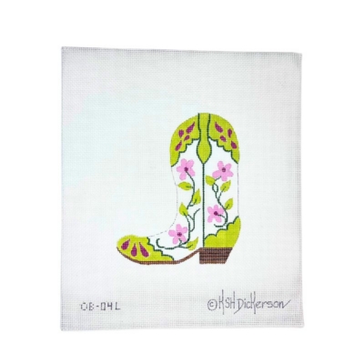 Green and Pink Cowgirl Boot Toe Left