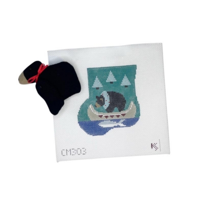 Black Bear mini Stocking with stuffed bear