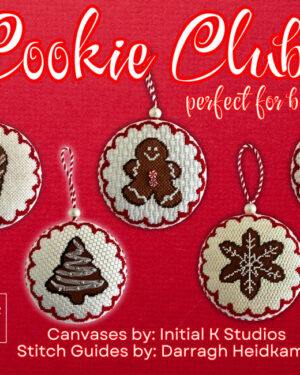 Needlepoint cookie club with monthly shipments of canvases and thread