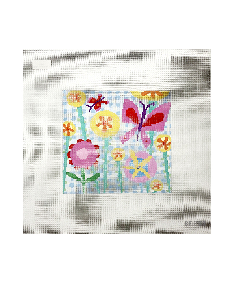 Bright Flowers and Butterflies