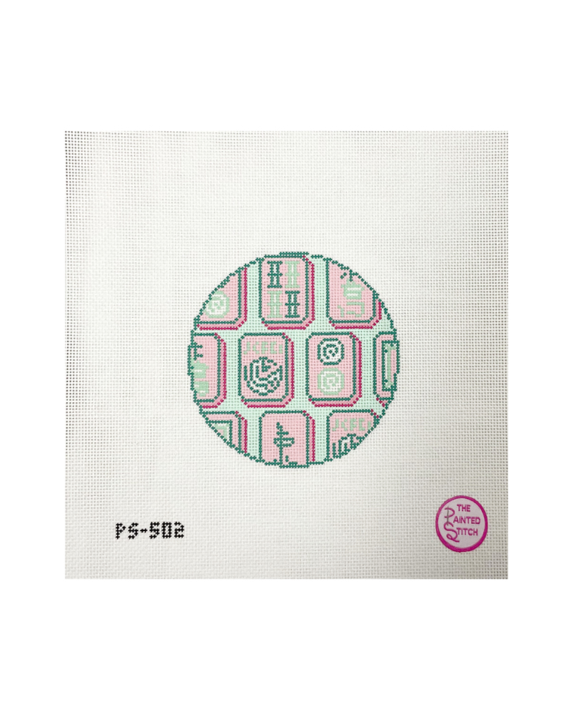 Pink Mahjong Tiles on Teal