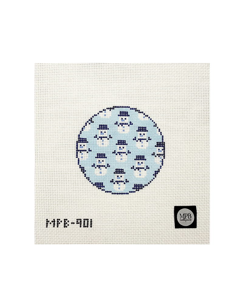 Blue White Snowman Round