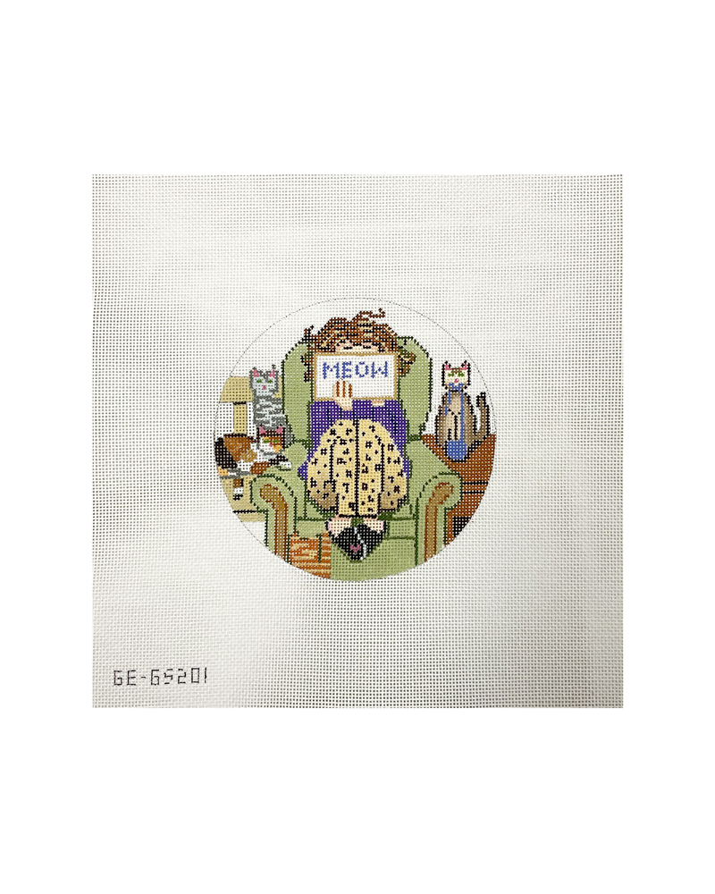 Cat Lady Stitching Girl Ornament