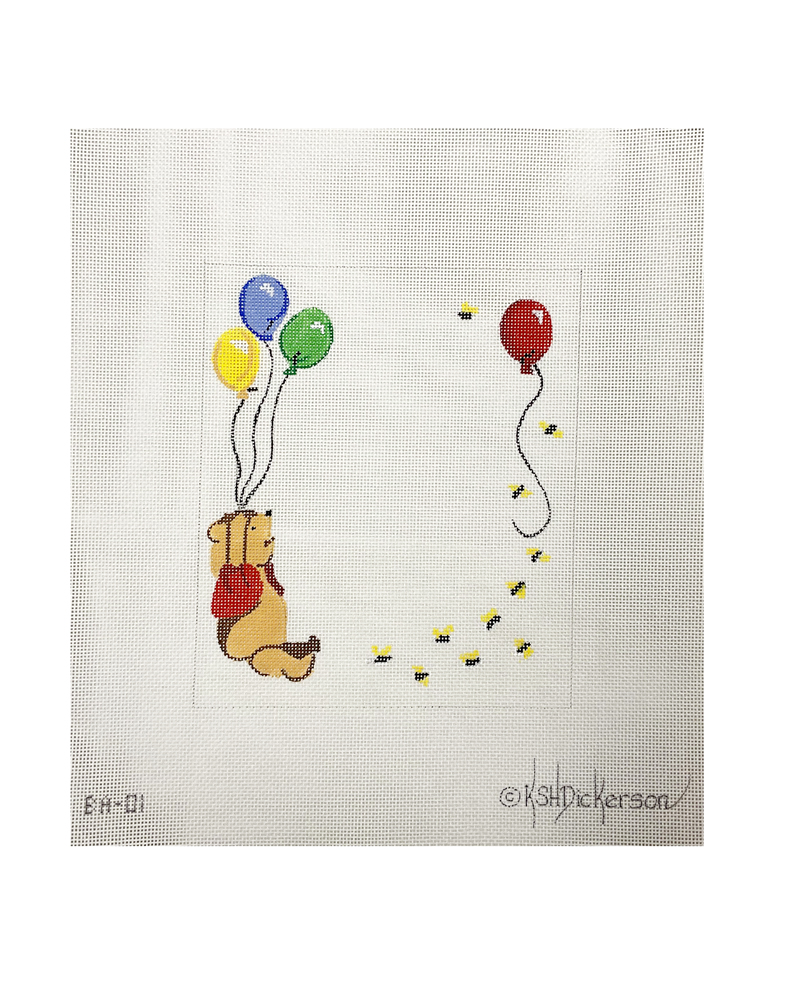 Pooh and Balloons Birth Announcement