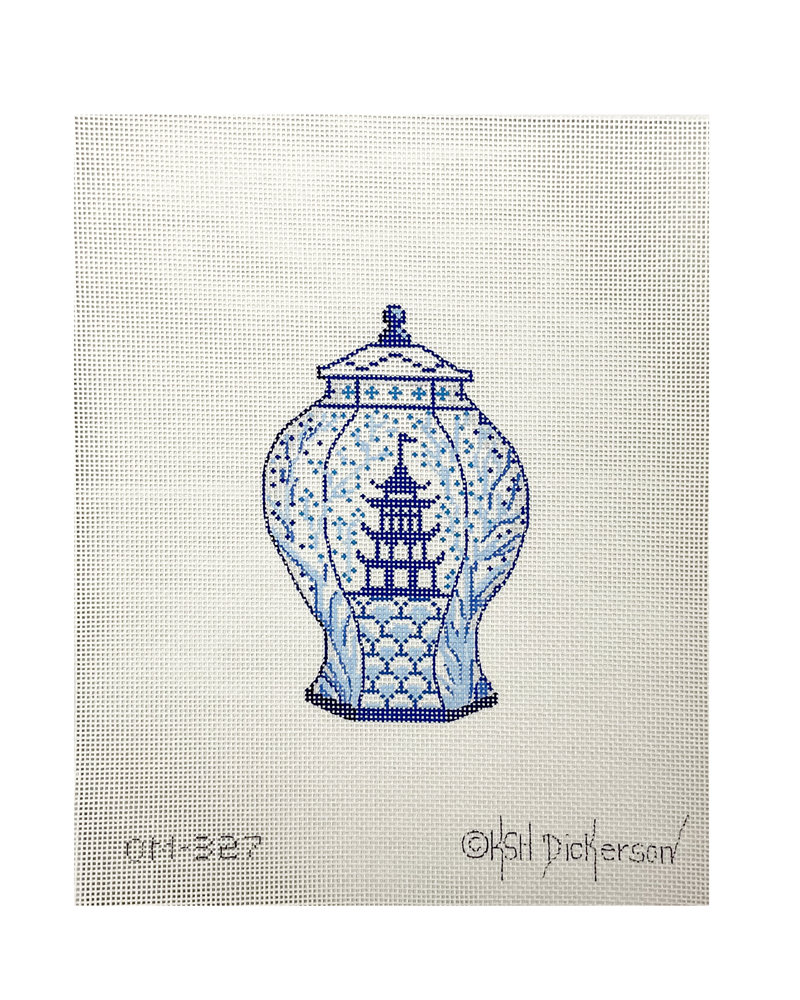 Blue Vase with Pagoda
