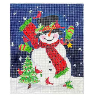 Snowman with Green Mittens