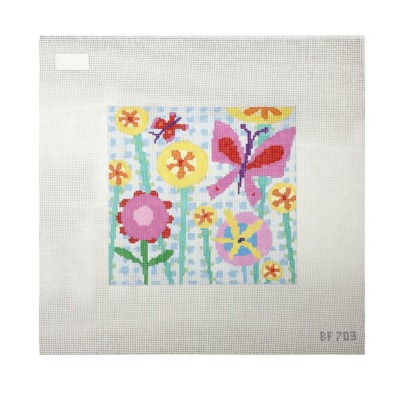 Bright Flowers and Butterflies