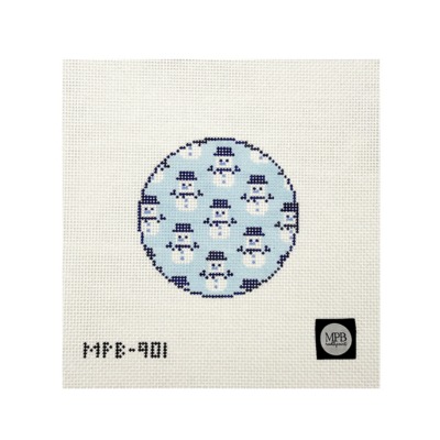 Blue White Snowman Round