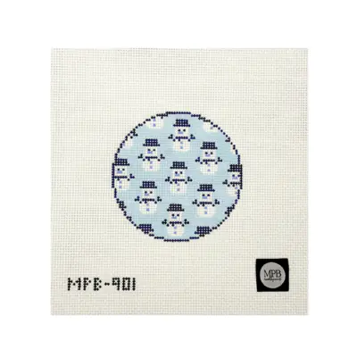 Blue White Snowman Round