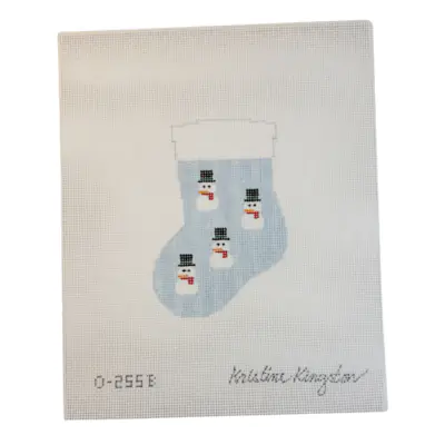 Snowmen on Blue Stripes