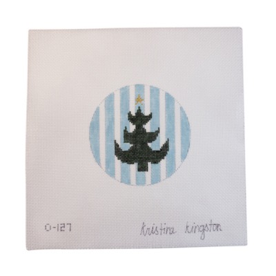 Christmas Tree on Blue Stripes