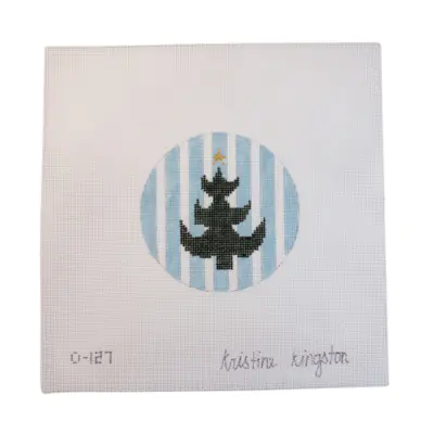 Christmas Tree on Blue Stripes