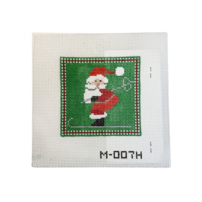 Santa Skiing on Green