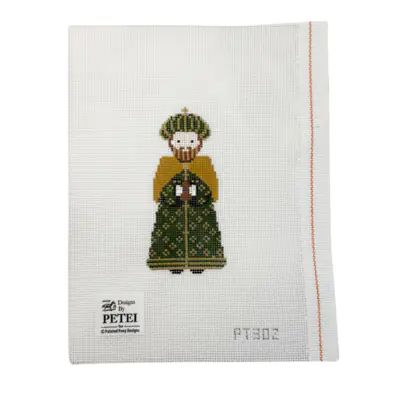 Petei Nativity Wiseman in Green and Gold Coat