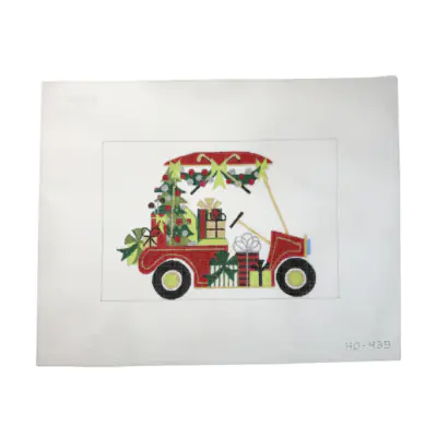 Santa Golf Cart and Presents