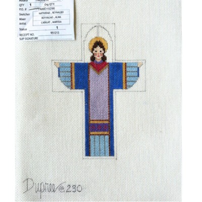 Cross with Angel, blue/purple