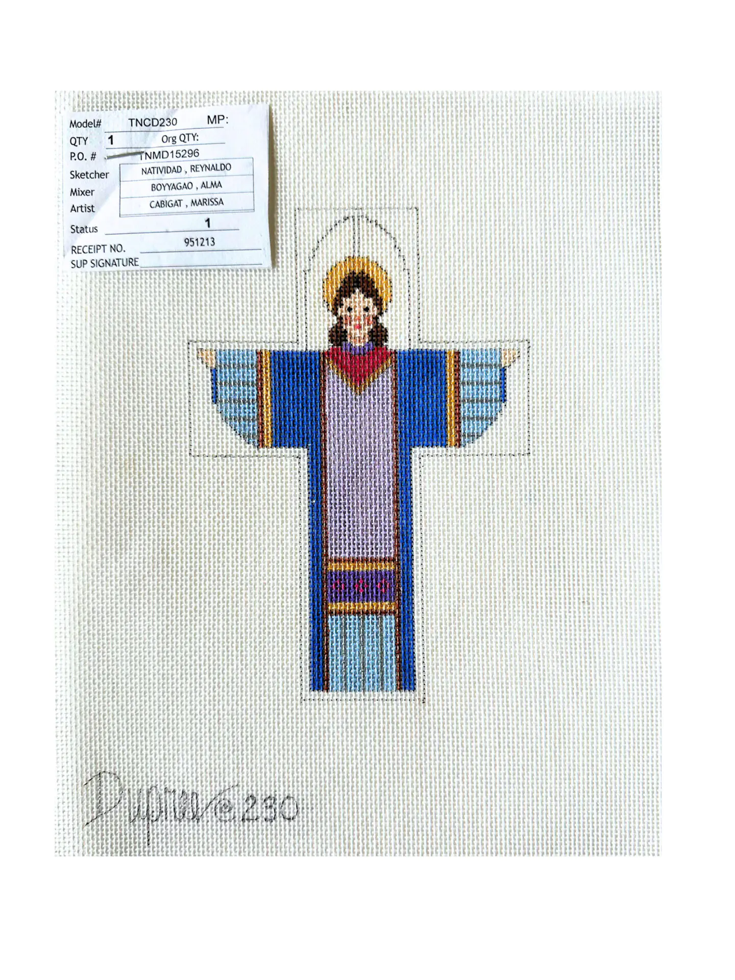 Cross with Angel, blue/purple