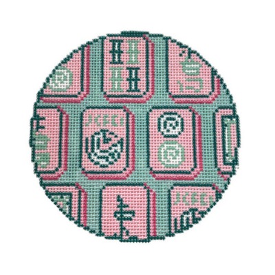 Mahjong Tiles Rd Green & Pink