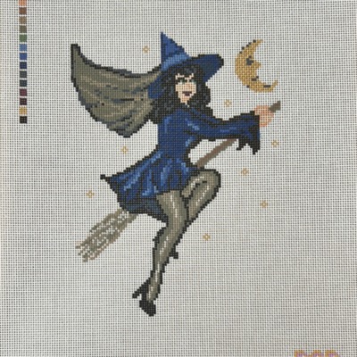 Retro Pin Up Witch Blue
