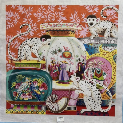 Three Monkeys w/Urns Tapestry