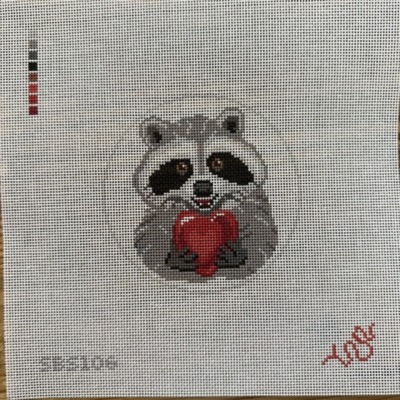 Valentine's Day Raccoon Needlepoint Canvas