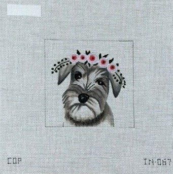 Schnauzer with Floral Crown