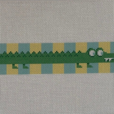 Alligator on Blue and Yellow Stripes