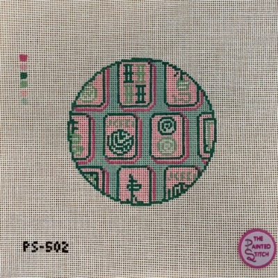 Mahjong Tiles Round: Pink + Green