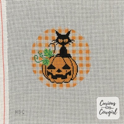 Black Cat on Orange Gingham