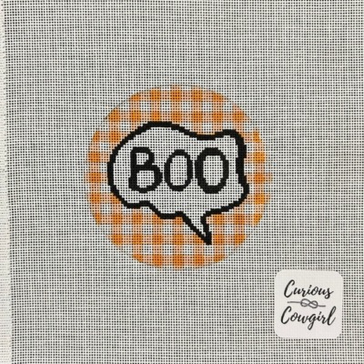 Boo on Orange Gingham