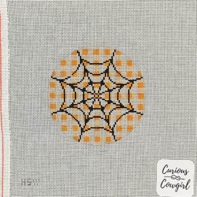 Spider Web on Orange Gingham W